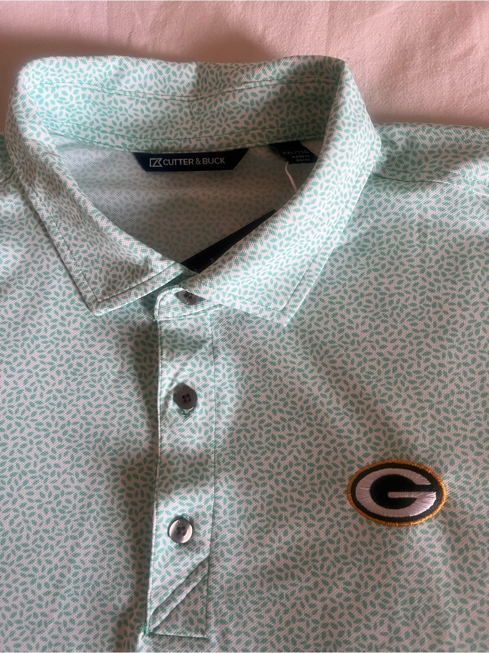 Cutter & Buck Men's Green Bay Packers Pike Eco Flora Print Recycled Polo